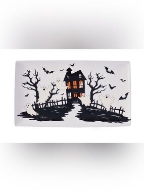 Halloween Ceramic Haunted House Serve Tray